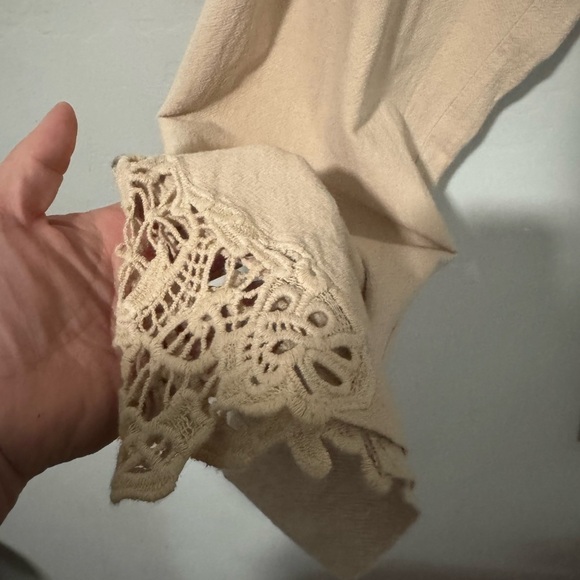 Soft Surroundings - Tan Pants with lace cuffs - Picture 4 of 6